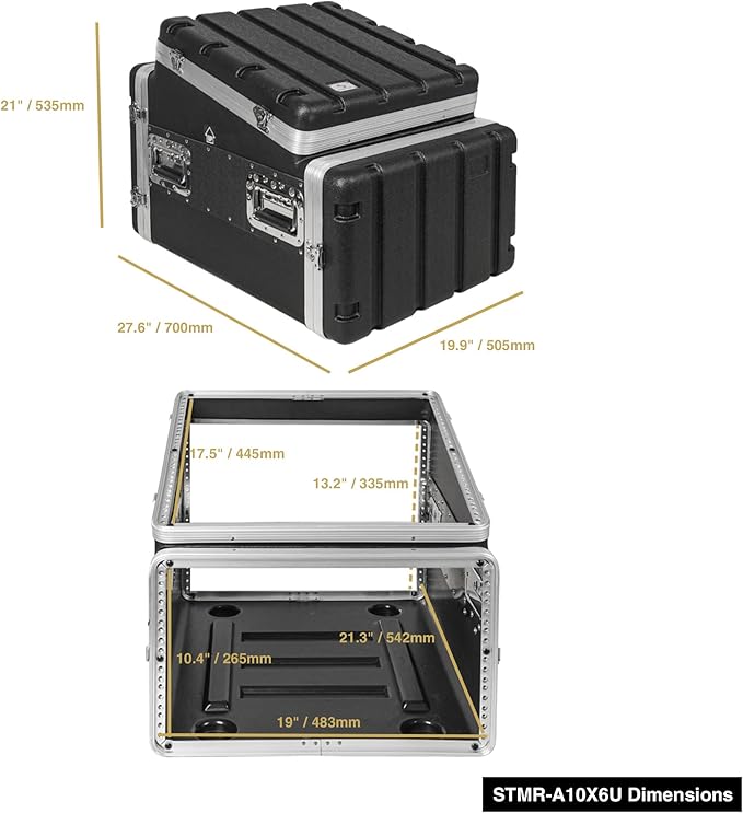 Sound Town Lightweight and Compact 6U ATA ABS Rack Case,