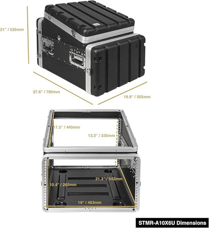 Sound Town Lightweight and Compact 6U ATA ABS Rack Case,