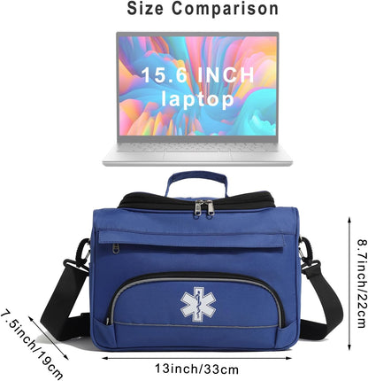 Empty Medicine Bag for Travelling Red First Aid Bag On Call Trauma Bag EMT First Responder Carrier Bag Medical Supplies Kit Emergency Bag for School(Bag only)