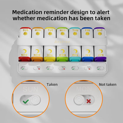Restree Weekly Pill Organizer Two Time a Day, 7 Day Travel Pill Box, Daily Medicine Organizer, AM&PM Portable Pill Case for Vitamins Fish Oil/Supplements Medication Reminder Design (White)