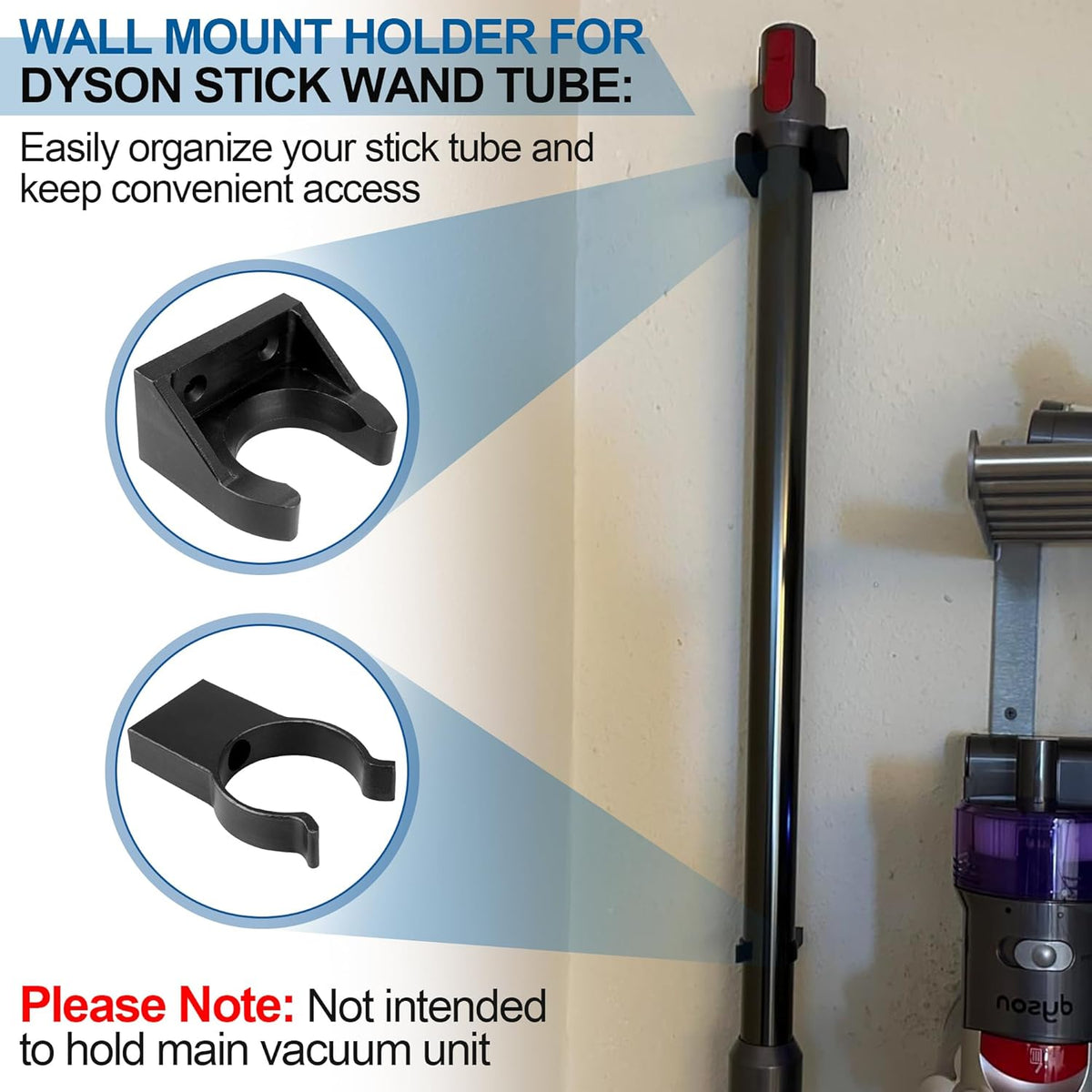 Vacuum Wall Mount Holder Bracket for Dyson Stick Wand Tube - Wall Mount Hook Hanger Compatible with Dyson Stick Vacuum Cleaner V15 V11 V10 V8 V7, Vacuum Attachments & Accessories for Dyson Stick