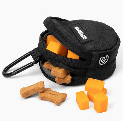 Snackpack Double Insulated Dog Treat Pouch - Holds 1.5 Cups - Dog Training and Walks Snack Bag, Two Pockets for Dry or Wet Treats, Attaches to Leash, Belt, or Bag - Graphite