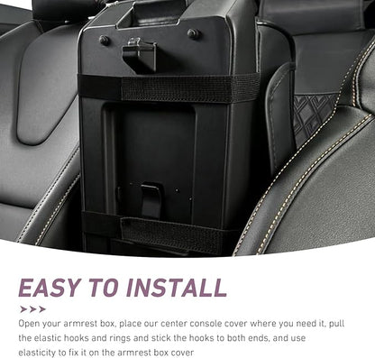 Car Armrest Box Mat, Car Console Organizer with Center Console Cup Holder, 13.78 x 7.87 x 3.15 in Armrest Pad, Universal for Most Vehicles (Black)