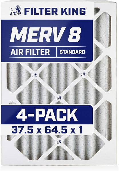 Filter King 37.5x64.5x1 Air Filter | 4-PACK | MERV 8 HVAC Pleated A/C Furnace