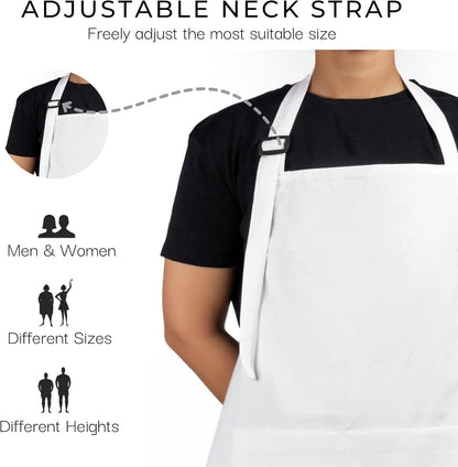 RAJRANG 100% Cotton Cooking Apron with 3 Pockets Kitchen Chef BBQ Adjustable Bib Aprons for Women Men