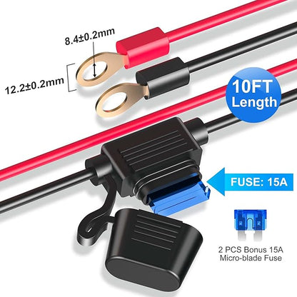 12V Cigarette Lighter Socket Splitter, 200W 3 Socket Multi Port Car Cigarette Lighter Adapter Plug Splitter USB Charger Auxiliary 12 Volt Power Outlet with Eyelet Terminal