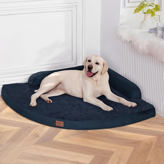 MEKIY Large Orthopedic Dog Bed with Sides XXL Dog Beds with Removable Washable Cover Non-Slip Waterproof Pet Bed for Extra Large Dogs - Navy Blue XXL