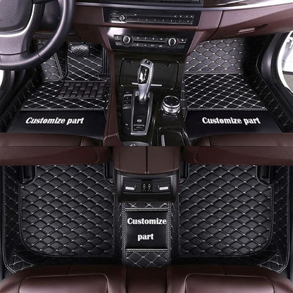 MELKEN Custom Fit Leather Car Floor Mats for 95% of Cars Full Coverage Floor Liners Car Mats (Black White)