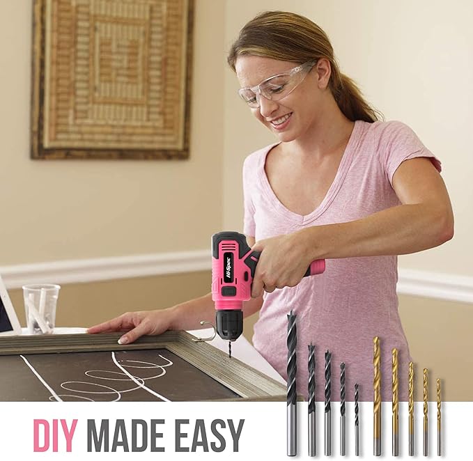 Hi-Spec 110pc Pink 8V USB Electric Power Cordless Womens Drill Driver Set.
