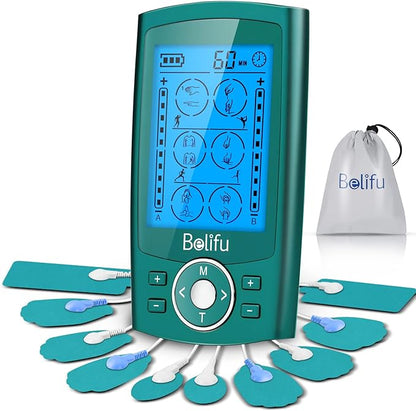 Belifu Dual Channel TENS EMS Unit 24 Modes Muscle Stimulator