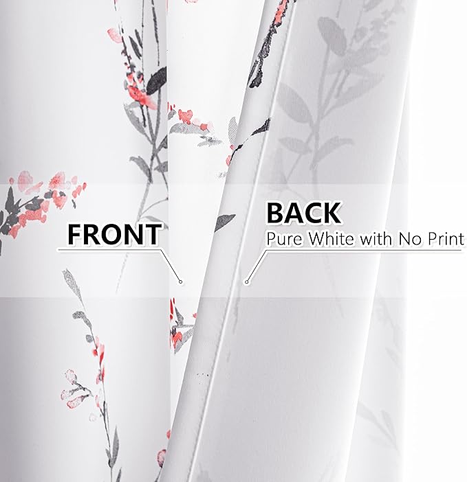 MYSKY HOME Floral Curtains 84 Inch Length