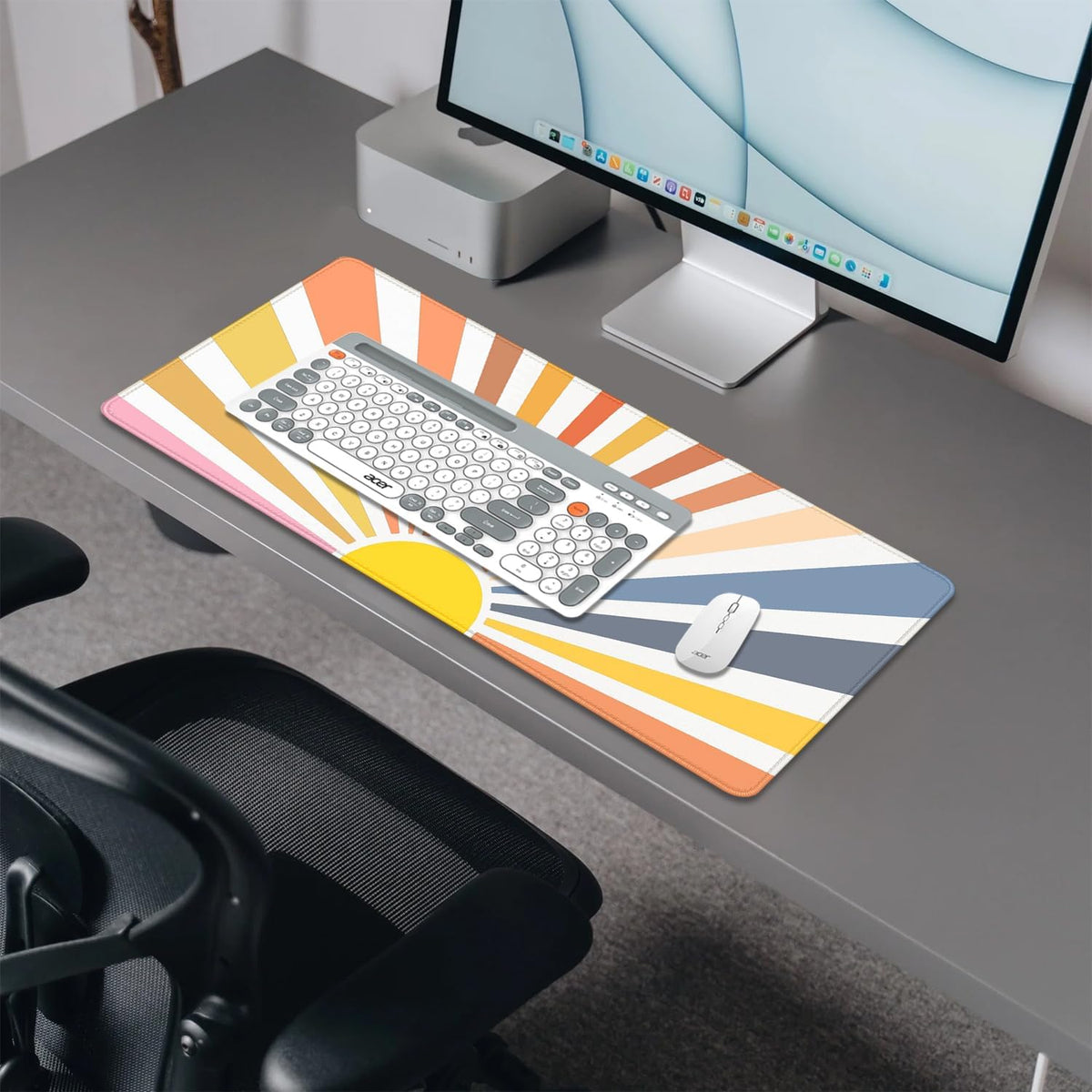 Straight Sun Rays Mouse Pad,XL Sunlight Mousepad Desk Pad with Stitched Edges,Non-Slip Waterproof Rubber Base Simplicity Mouse Mat Desk Mat for Office Computer Keyboard Laptop Home(27.5x11.8 in)
