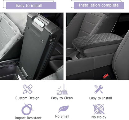 Center Console Cover Compatible with 2024 2025 2026 Hyundai Santa Fe Accessories Santa Fe Armrest Cover 2025 2026 Santa Fe SE/SEL/XRT/Limited/Calligraphy Armrest Console Cover Soft Leather (Black)