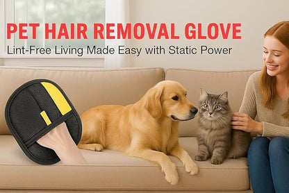 JOORY Upgraded Pet Hair Removal Glove with Static Technology, 8.5-Inch Wide Coverage, Dual Directional Brushes, Washable Black Grooming Mitt for Dogs and Cats.