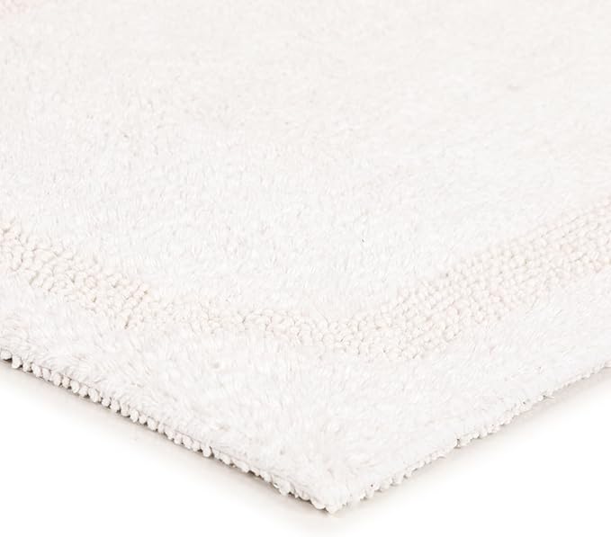 voyzz home Set of 2 Reversible Bath Rug 20x32 inch -17x24 inch | 100% Cotton Hand Tufted Soft & Absorbent Bath Mat|Washable Quick Dry Shaggy Shower Mat | Non-Slip Mordern Bathroom Decor | White…