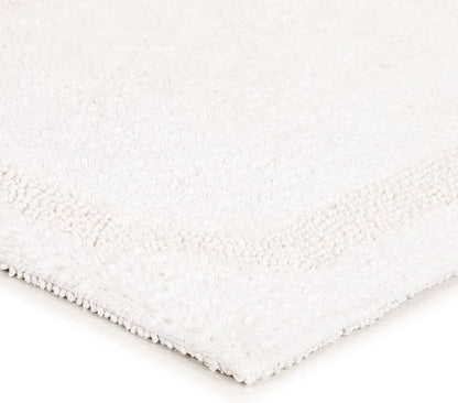 voyzz home Set of 2 Reversible Bath Rug 20x32 inch -17x24 inch | 100% Cotton Hand Tufted Soft & Absorbent Bath Mat|Washable Quick Dry Shaggy Shower Mat | Non-Slip Mordern Bathroom Decor | White…