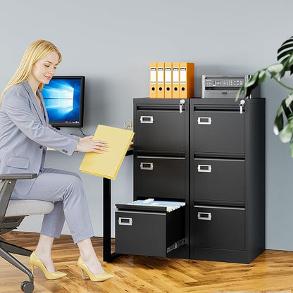 3 Drawer File Cabinet with Lock, Metal Filing Cabinets