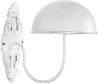 MyGift Hat Display Wall Mount,Set of 2 Wall-Mounted Black Metal Hat & Wig Display Racks (White)