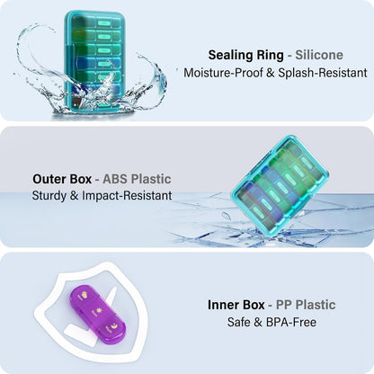 Weekly Pill Organizer 3X a Day, 7 Day Pill Box 3 Times, Portable for Travel Pill Case for Pills/Vitamin/Fish Oil/Medication/Supplements (3x7 Blue+Rainbow)