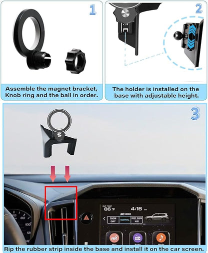 Magnetism Car Phone Holder for Subaru Forester 2025 2026 Accessories Compatible with MagSafe Hands-Free 360 Degree Rotation Adjustable Cell Phone Mount Does Not Affect Air Vent