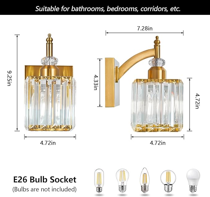 BBLLWJ Modern Wall Sconces Set of Two Gold Wall Sconces Indoor Wall Lamp