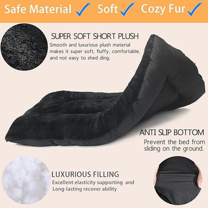 Zihapgpzp Small Dog Crate Bed 24 x 18 - Washable Extra Soft Kennel Mat, Cozy Fluffy With Anti-Slip Bottom for 24 Inch Crates - Pillow Cushion Puppy Mattress Pad, Black