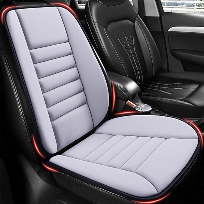 MYFAMIREA Car Seat Cushion and Back Support Pillow 1.2'' Thick Memory Foam Desk Chair Cushion Back Support for Automotive Seat Driver, Travel, Leg and Back Pain Relief, Washable, Adjustable, Gray