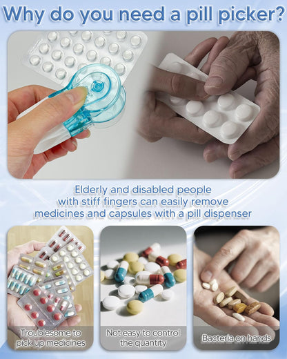 Monthly Pill Organizer 3 Times a Day, FRIWOLE Medicine Box with Portable Weekly Pill Bag, Keychain Pill Case, Pill Cutter and 2 Sticker (Blue, 3 Times a Day)