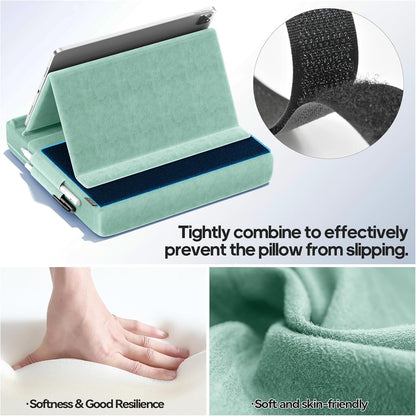 KDD Tablet Pillow Stand, Multi-Angle Viewing Ipad Holder for Lap, Bed and Desk, Foldable Soft Pad Dock with Stylus Mount Compatible with Ipad Pro 12.9, 10.5, 11, Air, Mini, Phones, Books, E-Reader