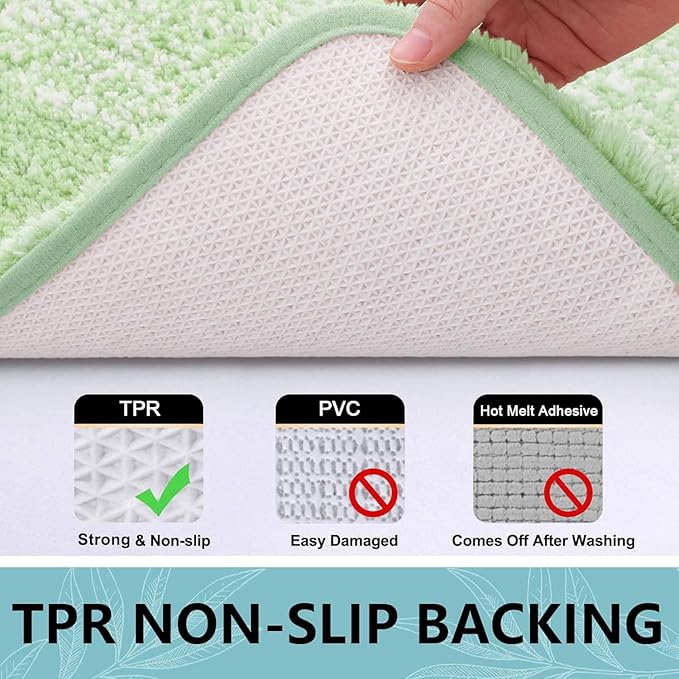 Arotive Microfiber Bathroom Rugs, Shaggy Soft and Absorbent Bath Rug, Non-Slip, Thick Plush Machine Washable Dry Bath Mats for Bathroom, Tub and Shower, 70x24, Sage Green, Rectangular
