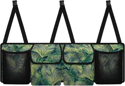 Trunk Organizer for SUV Car Storage Organizer, Oxford Cloth Easy to Install Space-Saving Car Backseat Organizers Tropical Leaf Car Trunk Organizers for Women, Frees Trunk Floor