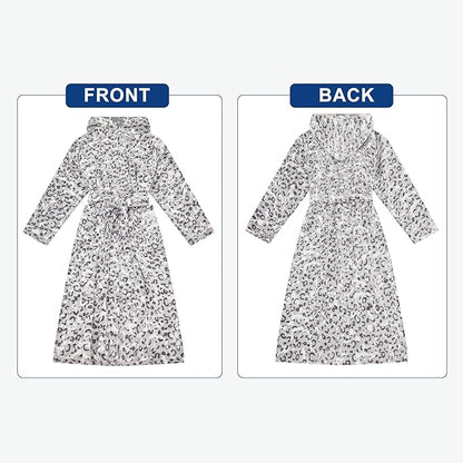 RONGTAI Womens Robes Plush Fleece Hooded Bathrobe Thick Nightgown with Pockets Fluffy Sleepwear