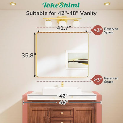 TokeShimi 42x36 Brushed Nickel Bathroom Mirror