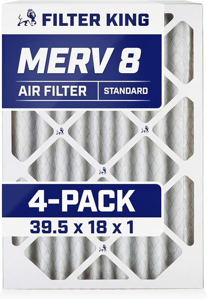 Filter King 39.5x18x1 Air Filter | 4-PACK | MERV 8 HVAC Pleated A/C Furnace