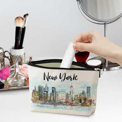 New York Lovers Gift Makeup Bag Cosmetic Bag, New York Travel Gifts Girls Trip Gifts Favors, New York Souvenir Merch Friendship Gifts for Women NY Lovers Traveller Sister Female Birthday Christmas