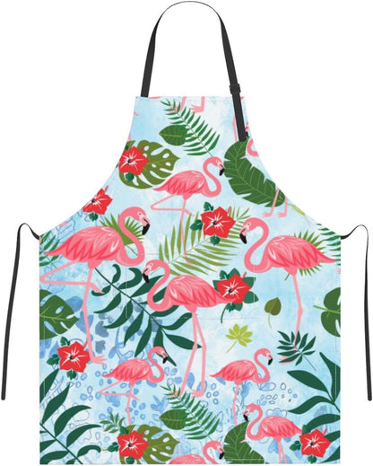 Flamingo Apron Baking Aprons Novelty Cooking Chef Gift Bbq Grilling With 2 Pockets Kitchen Apron