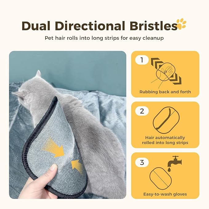 sinirttou Pet Hair Remover Gloves for Cats & Dogs, Electrostatic Pet Hair Removal Gloves Brush for Pets Hair, Upgraded Animal Fur Removal Tool (Black, 1Pcs)