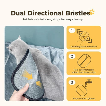 sinirttou Pet Hair Remover Gloves for Cats & Dogs, Electrostatic Pet Hair Removal Gloves Brush for Pets Hair, Upgraded Animal Fur Removal Tool (Black, 1Pcs)