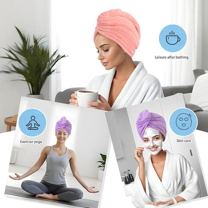 AGKXHDEC 2 Packs Microfiber Towel, Hair Turbans for Wet Hair, Drying Hair Wrap for Women(Pink，Purple)