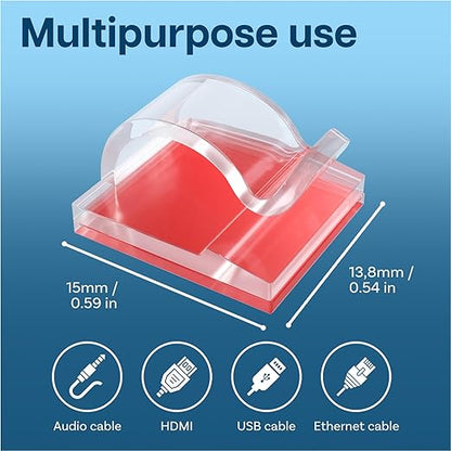 MMOBIEL 240pcs Self Adhesive Cable Clips – Wire Holder Clear Hooks Cord Organizer – Cable Management for Under Desk, Wall, Car, Office, Electrical Wires etc. – Wire Organizers Diameter 0.26 inch