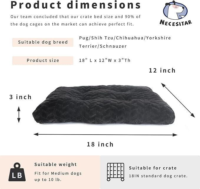 Cat Mat Black Cat Bed for Indoor Cats 18 Inch Washable Comfy Cushion,Up to 10 lbs Soft and Fluffy Small Dog Bed for Crate Tire Printing