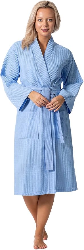 Turkish Linen Waffle Knit Lightweight Kimono Spa & Bath Robes for Women - Quick Dry - Soft