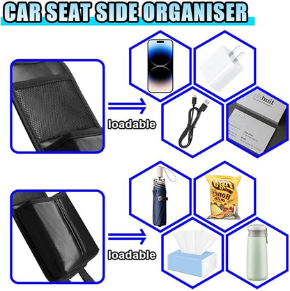 2-in-1 Tissue Holder Car Seat Storage Hanging Bag- Multi-Function Water Bottle Holder Bag Car Seat Side Organizer for Phone & Drink- Large Cup Holder Auto Stuff Holder with Mesh Pocket for Cars(Black)