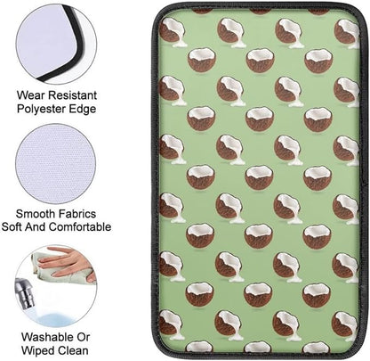JoyLamoria Coconut Print Car Armrest Cover Center Contole Box Cushion Mat Universal Fit Car SUV Sedan