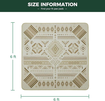FXW Washable Pee Pads for Dogs, Puppy Pads with Super Absorbent, Specifically Designed for FXW Rollick/Homeplus 32 inch 8 Panels Dog Playpen, 71" Square, Khaki Geometric, 1 Pack