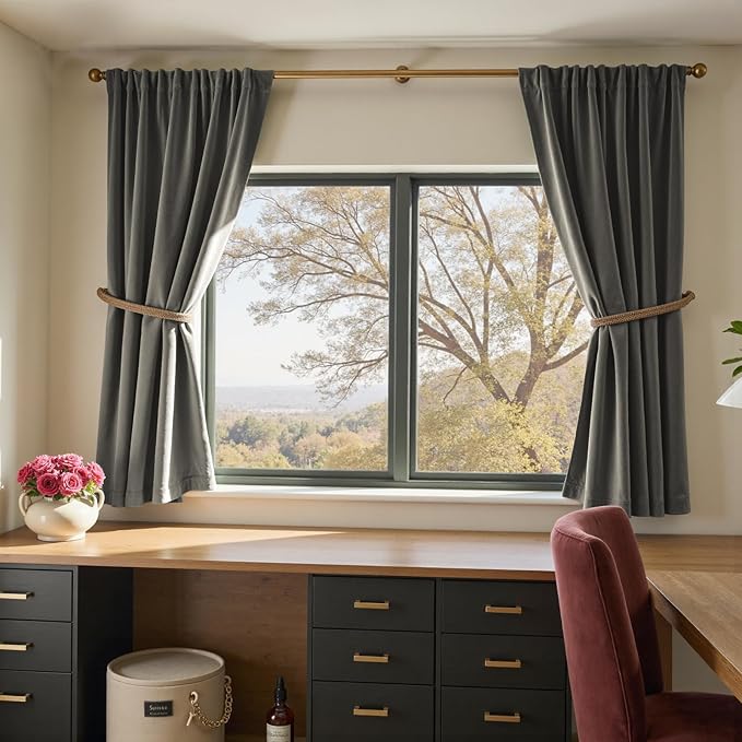 Lazzzy Velvet Blackout Curtains Thermal Insulated Room Window Drapes Super Soft