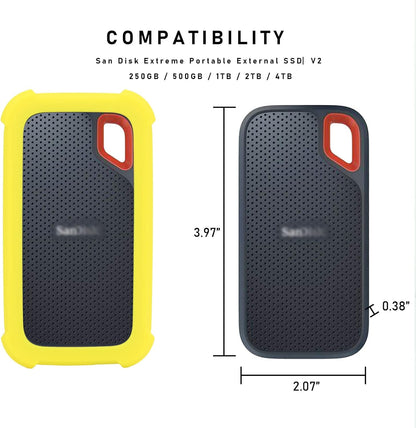 LEFXMOPHY Cover Case Replacement for SanDisk Extreme Portable 500GB 1TB 2TB 4TB New Generation External SSD - Up to 1050MB/s, SDSSDE61 Soft Silicone Portective Skin Sleeve, Yellow