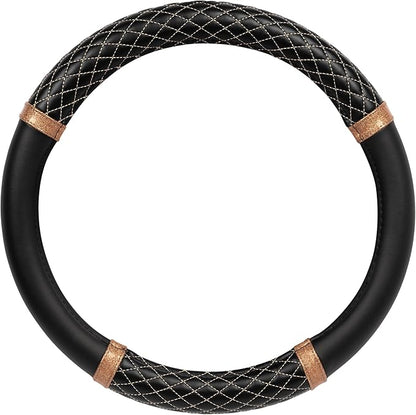 Carbella Rose Gold Quilted Steering Wheel Cover - Elegant Craft 15" Steering Cover for Cars, Trucks, SUV Accessories Accent