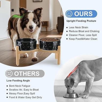 SPUNKYJUNKY Elevated Dog Bowls Ceramic, 7.3'' Dogs Food Water Bowls Raised - 42