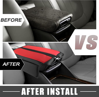 Car Center Console Armrest Cushion Soft Pad Arm Rest Cover Support Black Red for Nissan Rogue 2021 2022 2023 (Pack of 2)